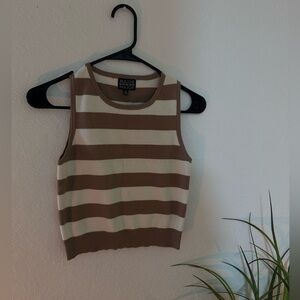 Maison Martin Margiela Brown and Cream Striped Crop Top